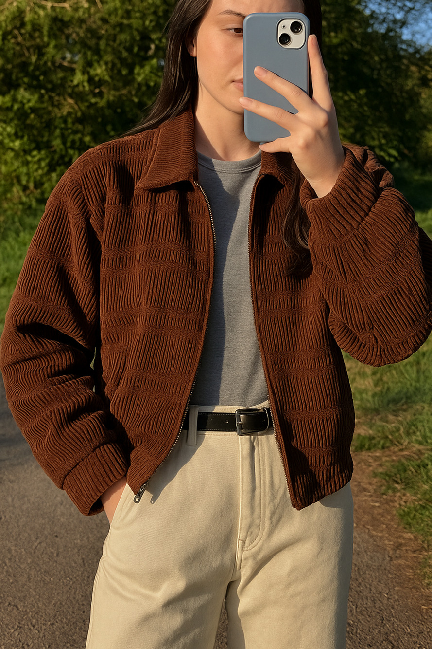 Vtg Copper color Avant garde Bomber textured Lightweight Unisex Jacket Sz 4=M/XL - Picture 1 of 10